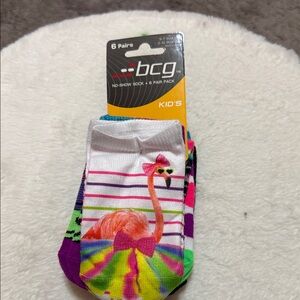 BCG Kids' Flamingo No-Show Socks - Pink and Green